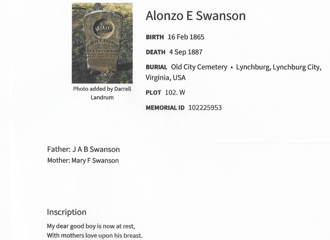 Alonzo Swanson grave marker 001