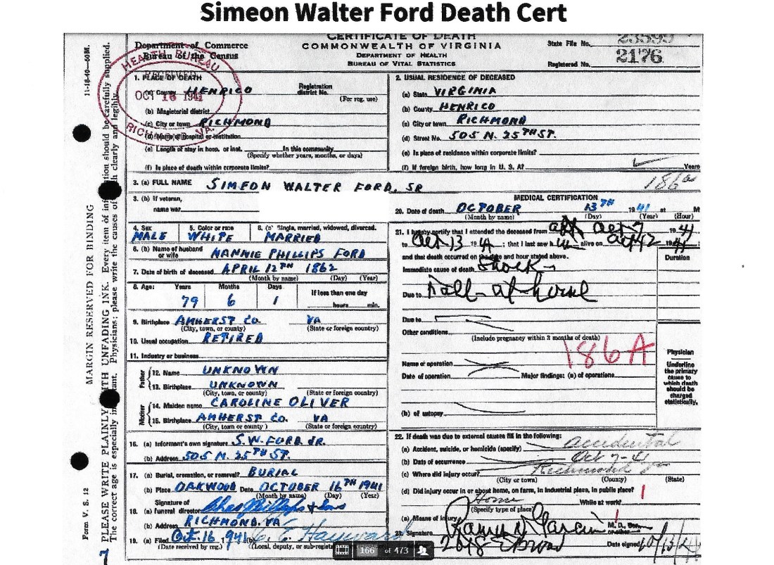 Ford, Simeon Death cert 001