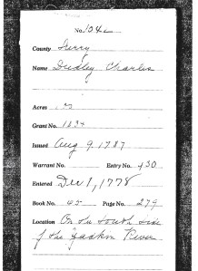 dudley, charles, land grant, 1787, surry nc 001