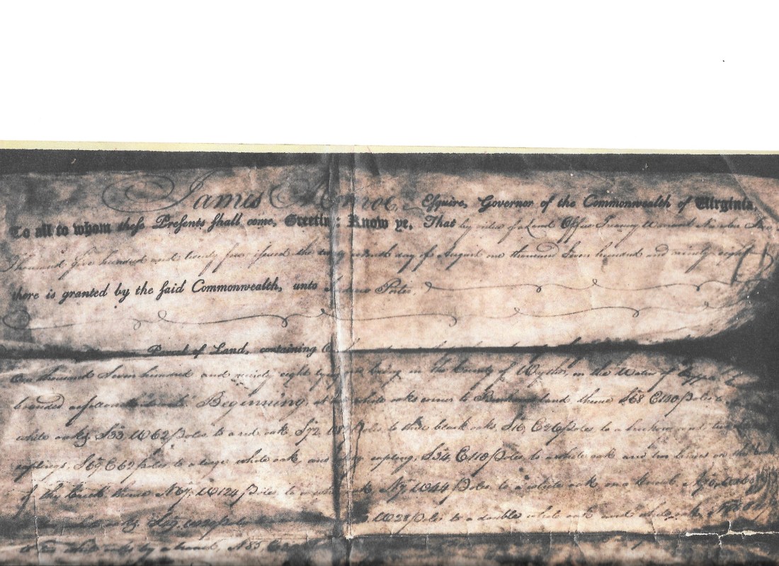 Porter, Andrew, land, 1789, Wythe VA, James Monroe 001 (2)