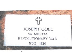 Cole, Joseph Jr, grave, 1826, Smyth VA 001