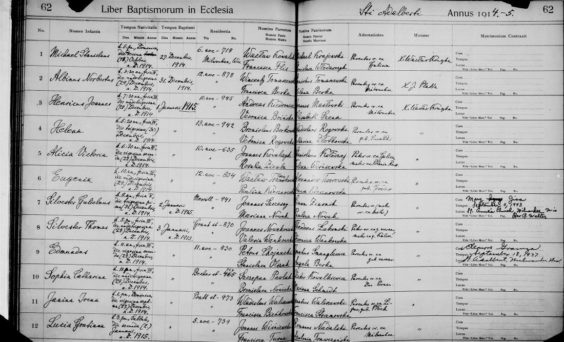 Pawlak, Sofia, Baptism, 1915, St Adelbert, Milw