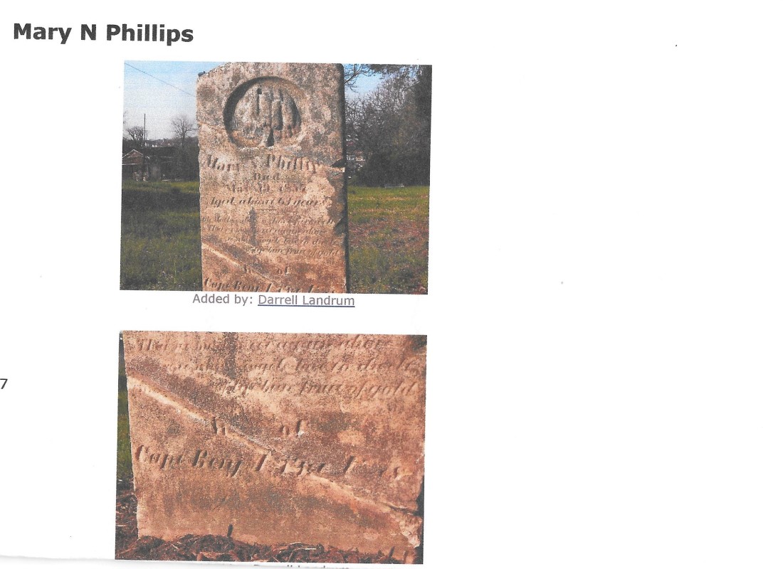 Cazey, Mary N Phillips, grave, 1857, Lynchburg VA 001 (2)