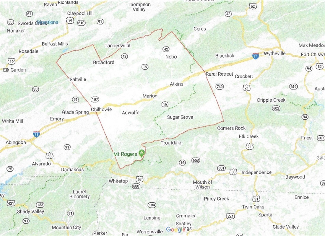 Smyth County, VA Map 001