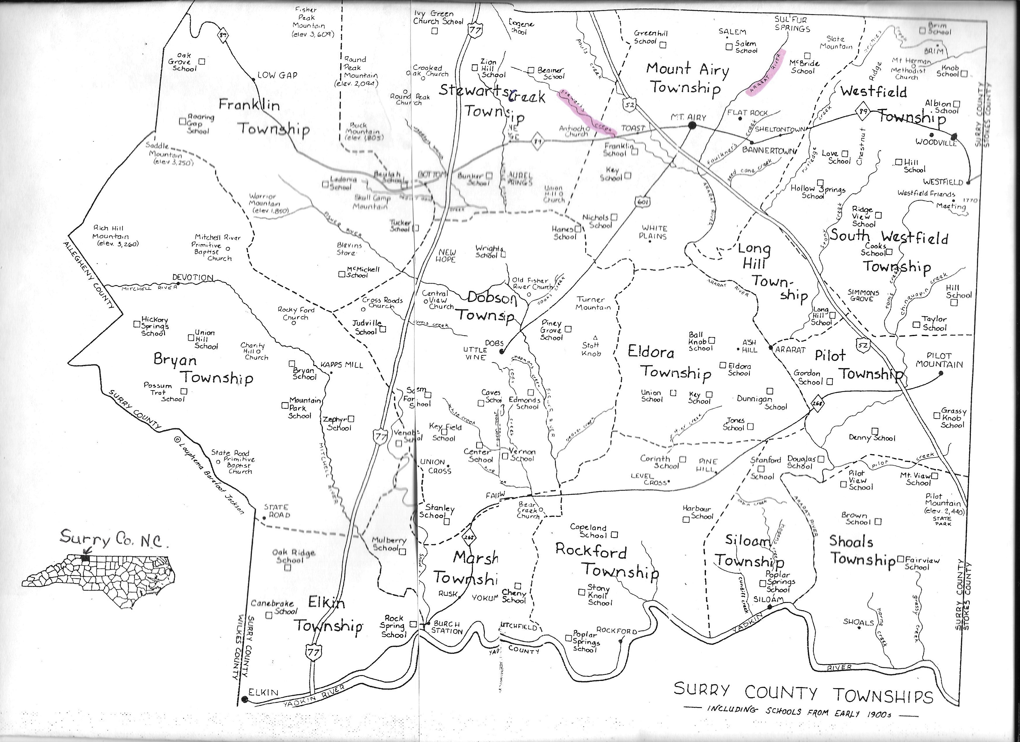 Mount Airy NC Twp Map 001