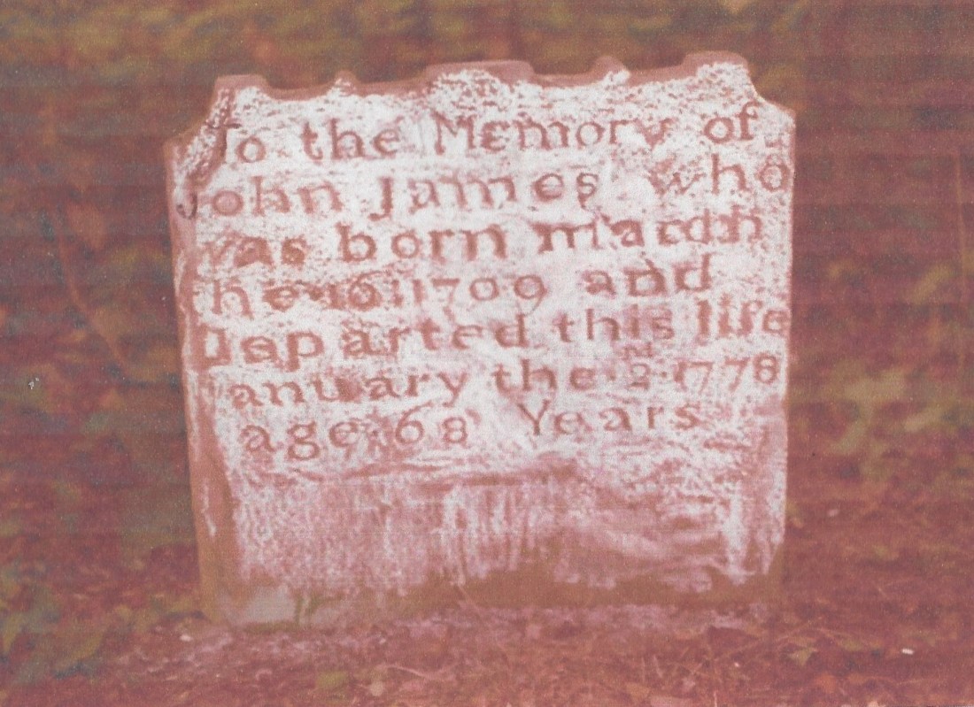 James, John, gravestone, 1778, Elk Run, Fauquier VA 001